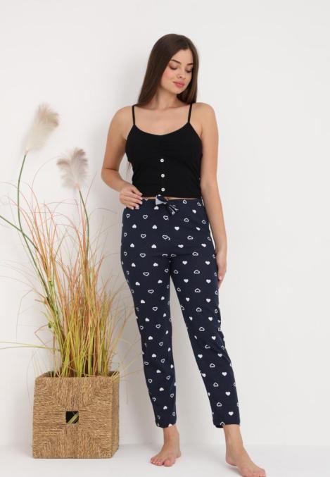 Pantaloni de Pijama Dama ,Culoare Bleumarin cu Alb ,Engros